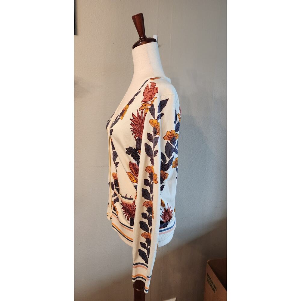 Tory Burch Printed Madeline Cardigan SZ Medium Floral - Picture 2 of 11